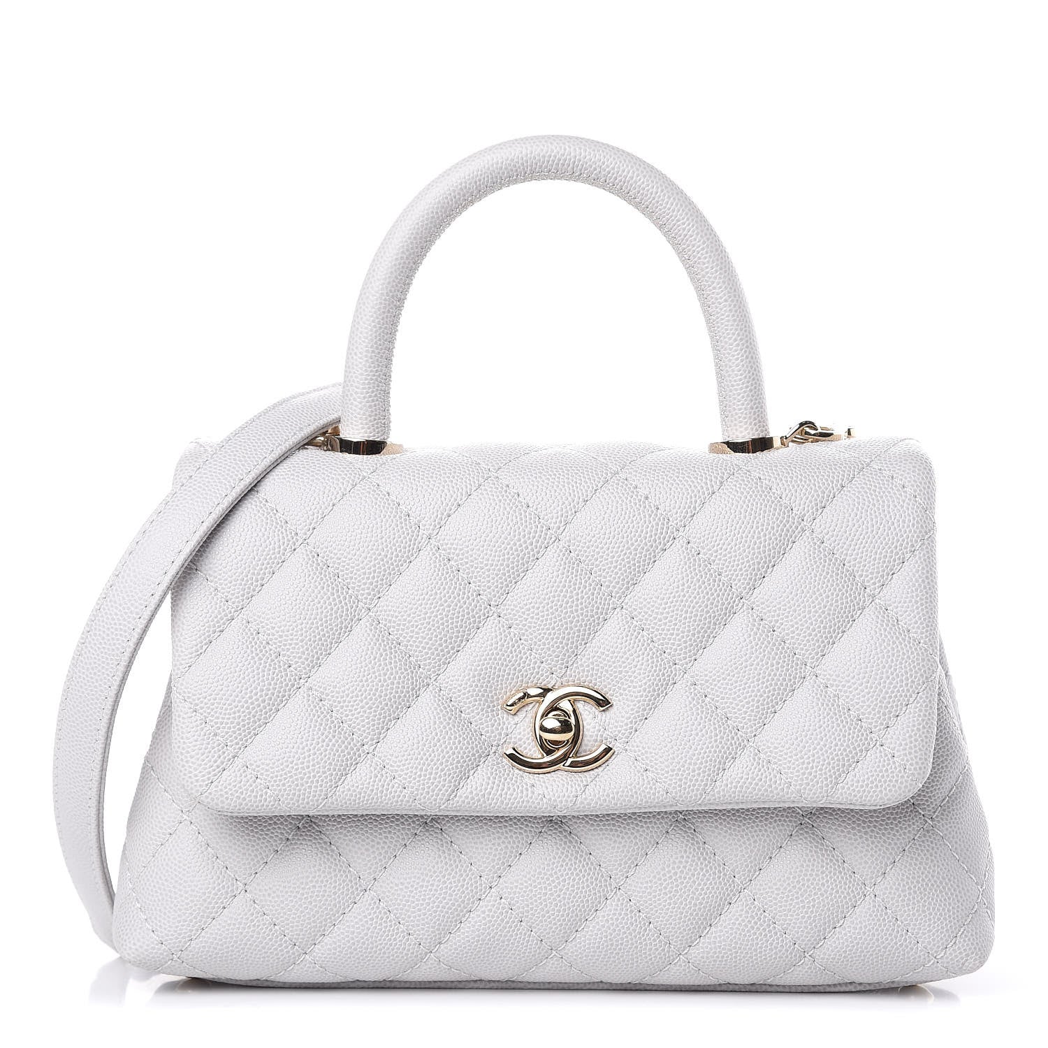 Chanel Caviar Quilted Mini Coco Handle Flap Light Grey 1 of 10