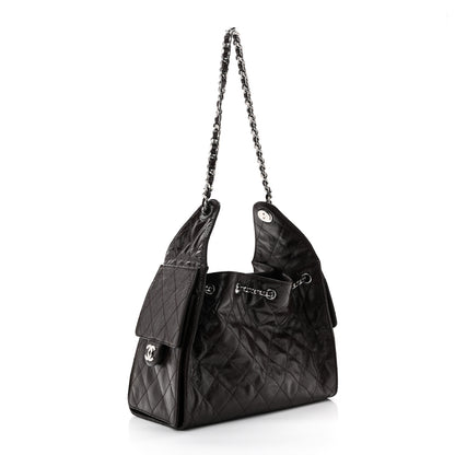Chanel Shiny Crumpled Calfskin Quilted Small Chanel 25 Handbag Dark Brown 3 of 11