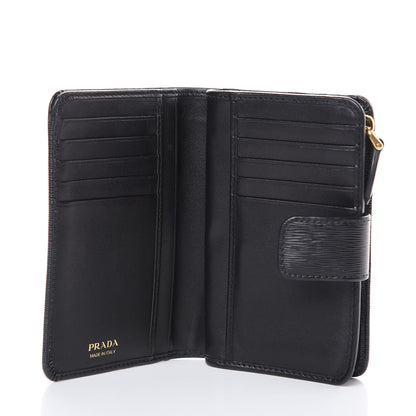 Prada Vitello Move Metal Compact Wallet Black 5 of 9