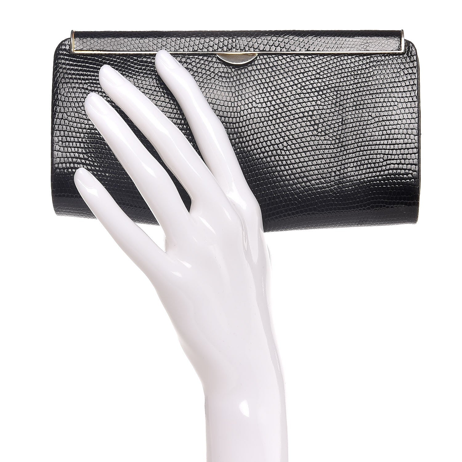 Gucci Lizard Box Clutch Black 2 of 6
