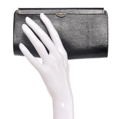 Gucci Lizard Box Clutch Black 2 of 6