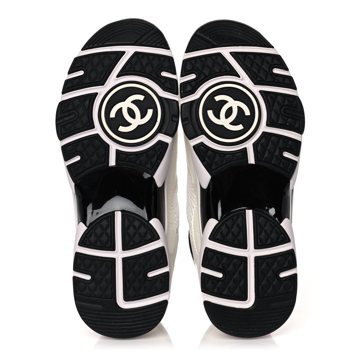 Chanel Mesh Suede Calfskin Grained Calfskin Womens CC Sneakers 37 White Black 5 of 11