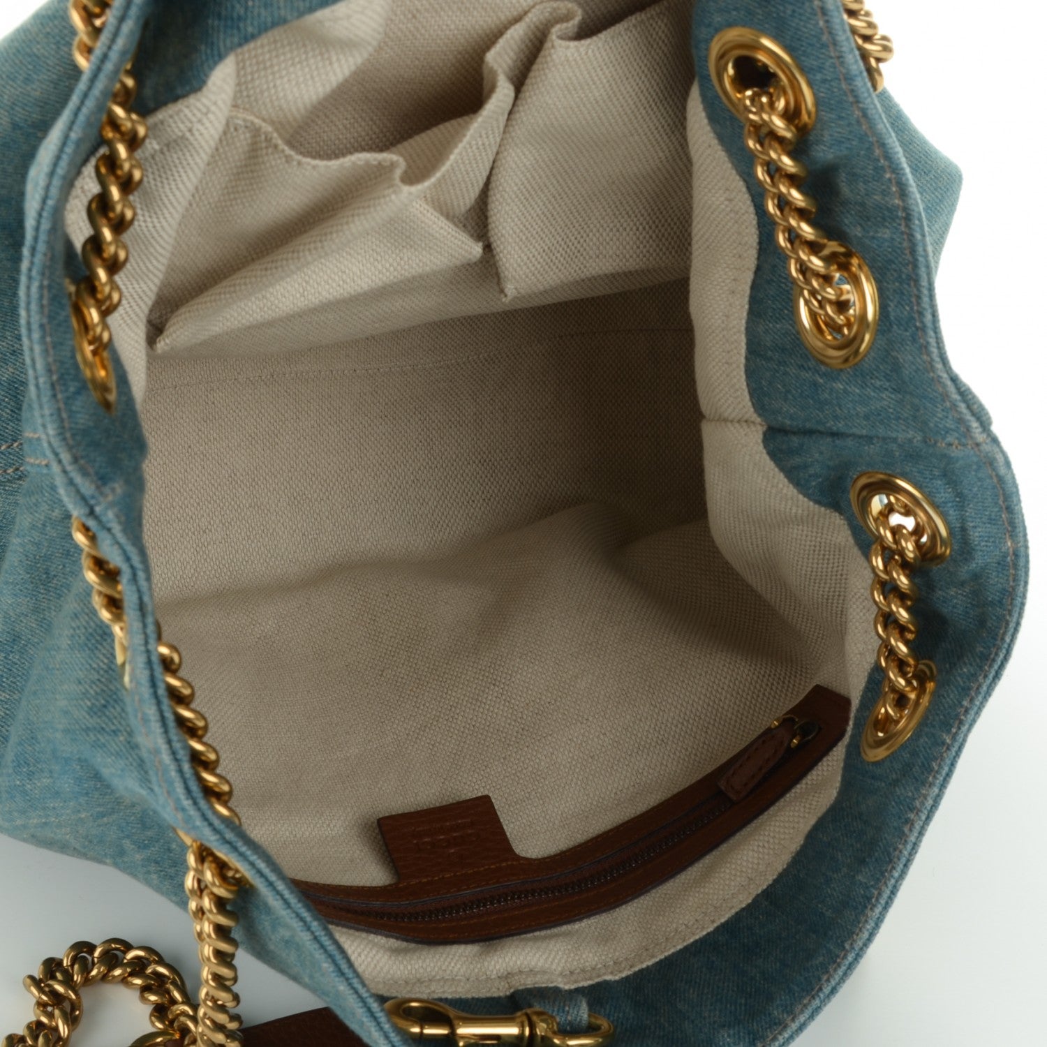 Gucci Denim Medium Soho Chain Shoulder Bag Blue 5 of 7