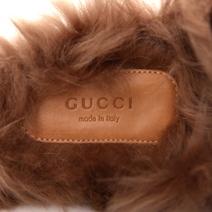 Gucci Velvet GG Monogram Fur Womens Princetown Slippers 37.5 Brown Black Natural 8 of 10