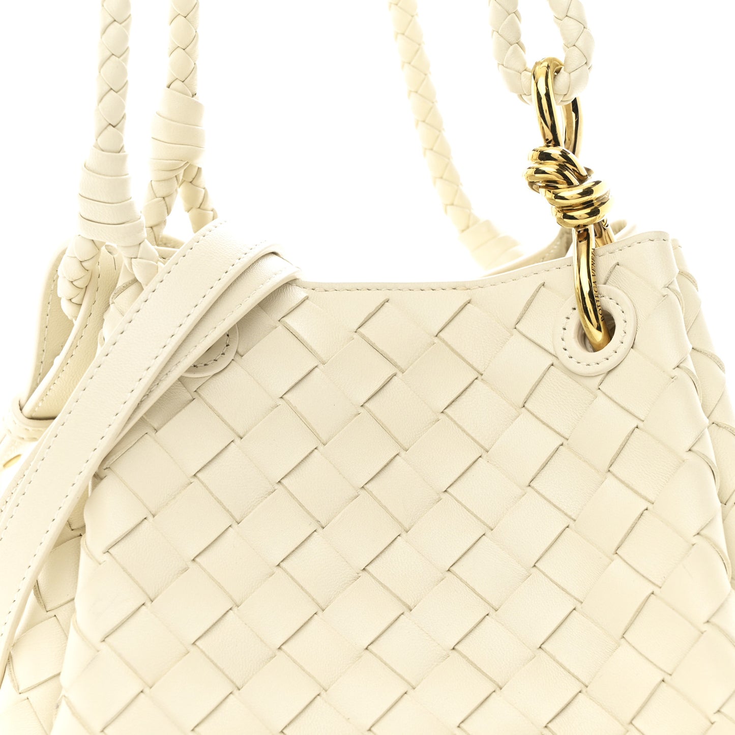 Nappa Intrecciato Small Parachute Shoulder Bag Sea Salt
