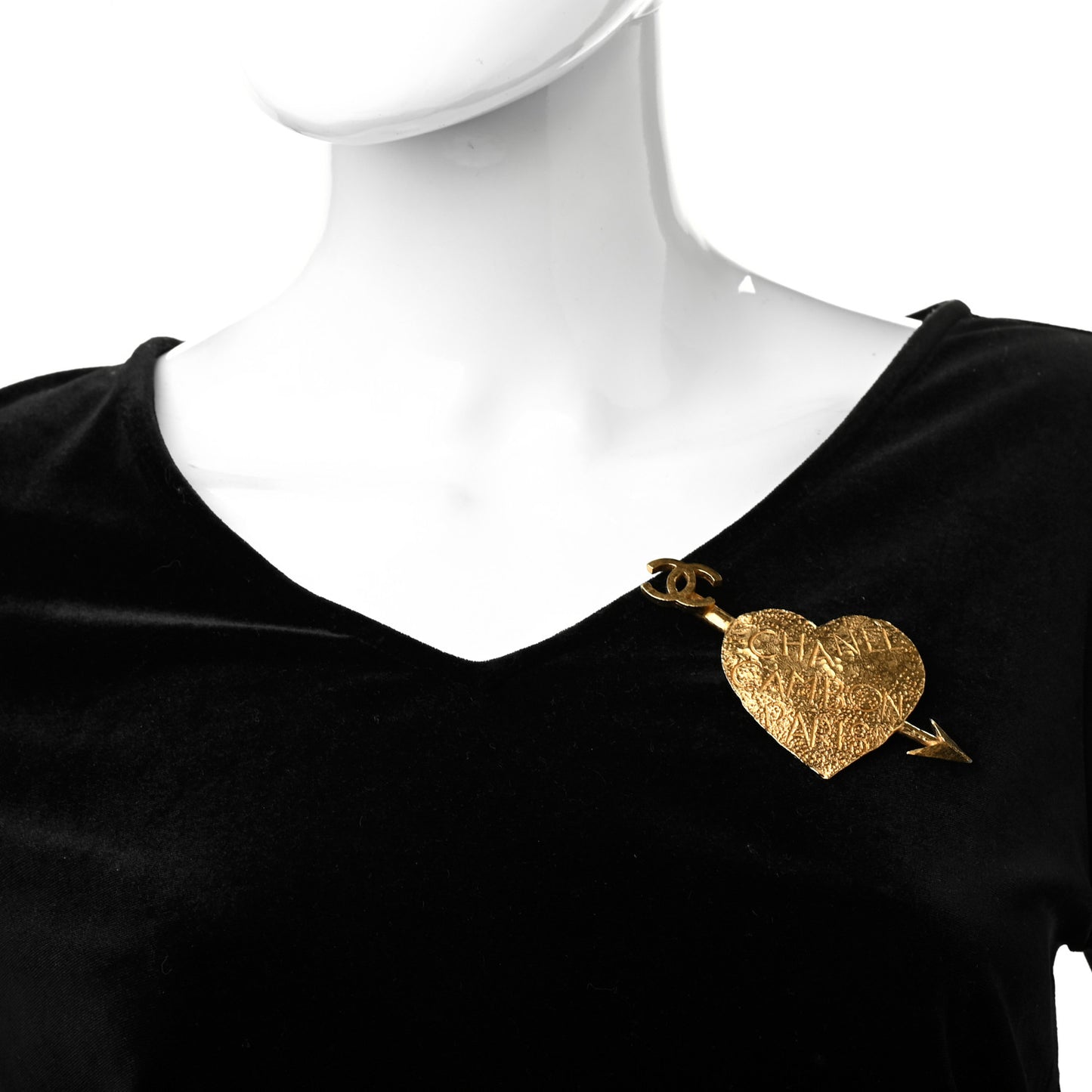 Metal Heart Arrow Cambon Paris Brooch Gold Gold