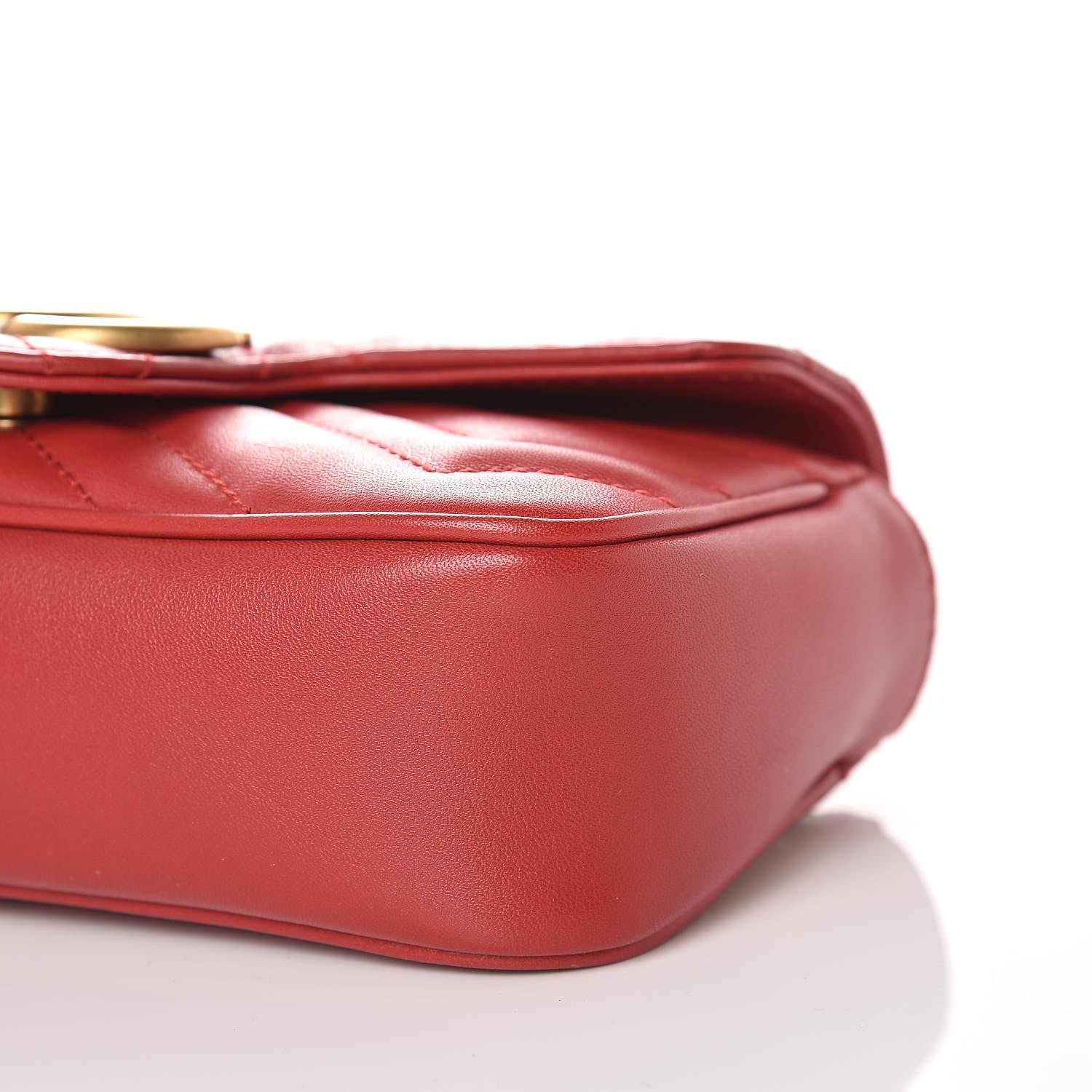 Gucci Calfskin Matelasse Super Mini GG Marmont Shoulder Bag Hibiscus Red 9 of 11