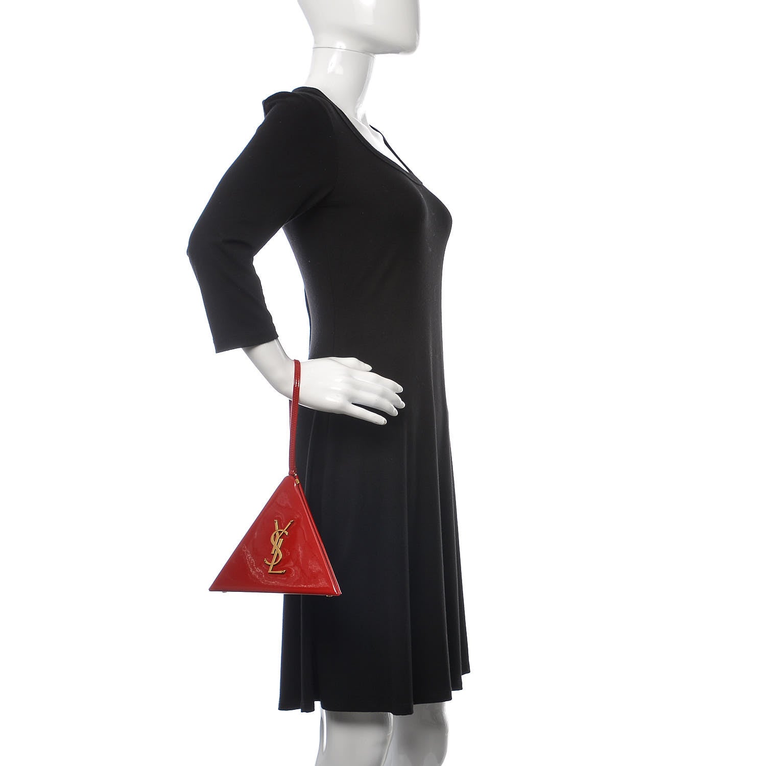 Saint Laurent Patent Pyramid Clutch Rouge 2 of 10