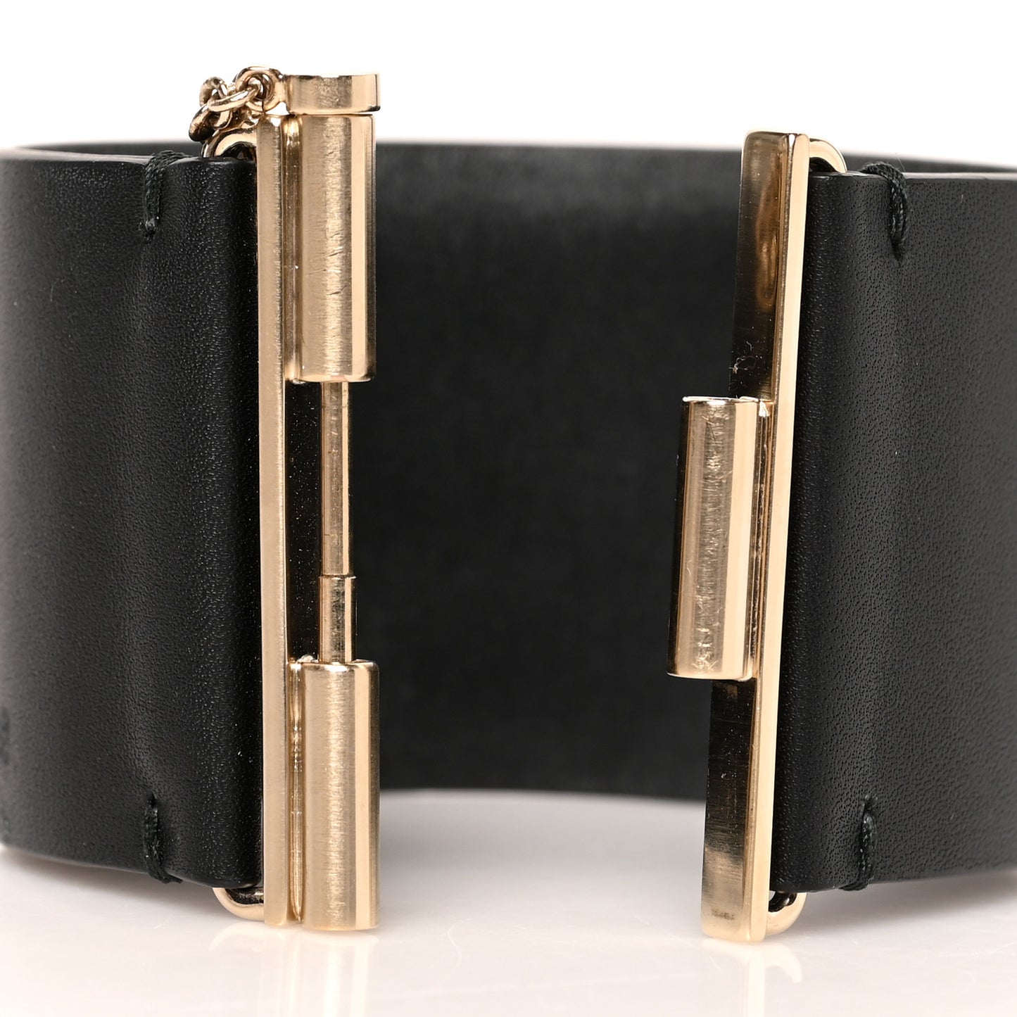 Calfskin CC Wide Cuff M Black Gold