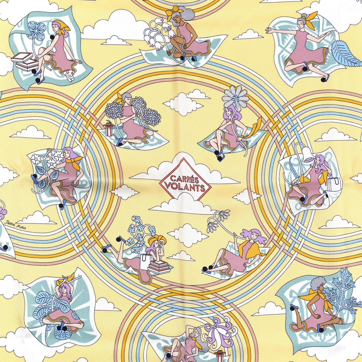 Silk Carres Volants Scarf 70 Juane Soufre Aqua