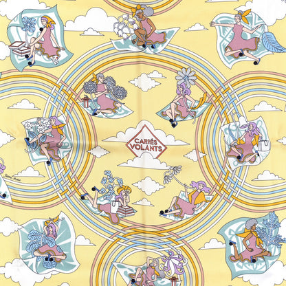 Hermes Silk Carres Volants Scarf 70 Juane Soufre Aqua 2 of 4