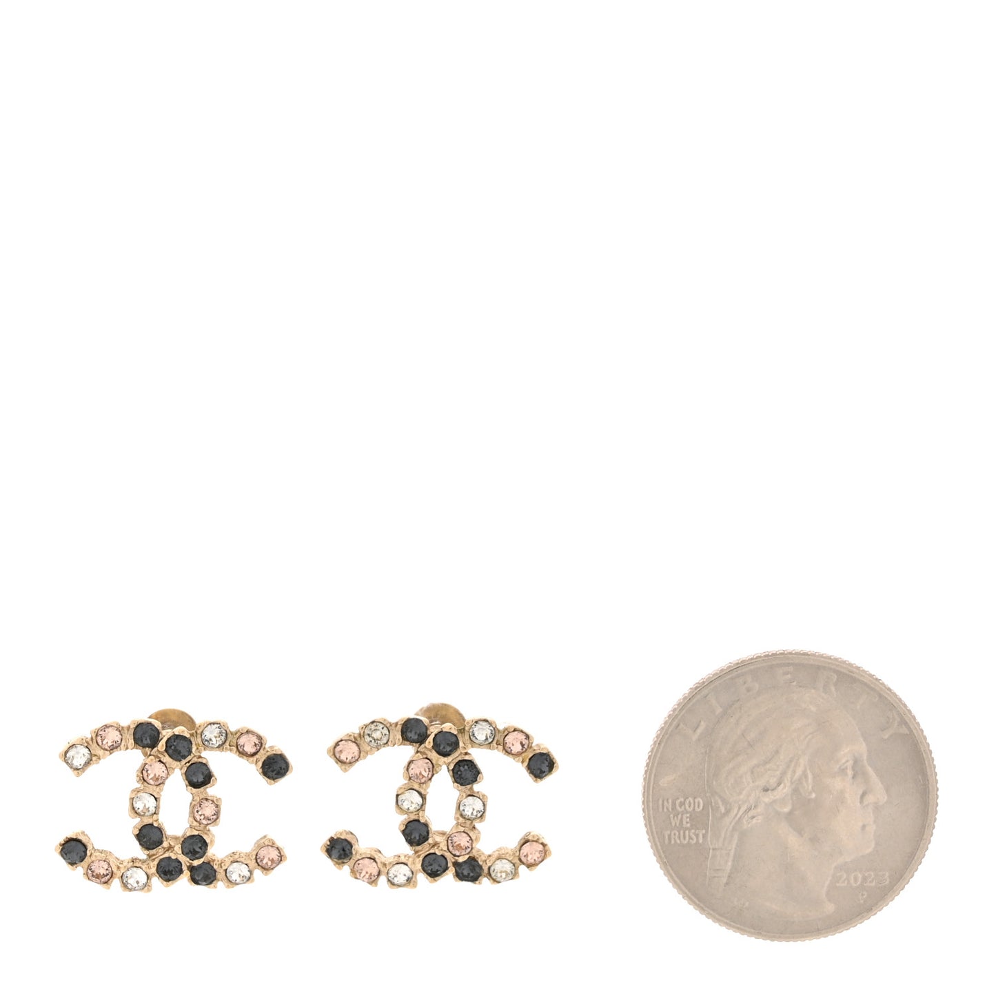 Crystal CC Earrings Blue Pink Gold