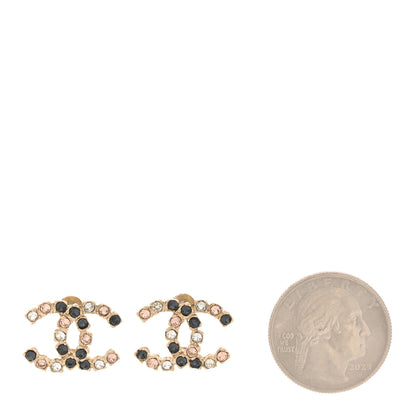 Chanel Crystal CC Earrings Blue Pink Gold 2 of 7