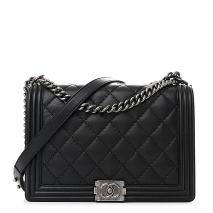 Chanel Calfskin Double Stitch Large Boy Flap Black 1 of 10
