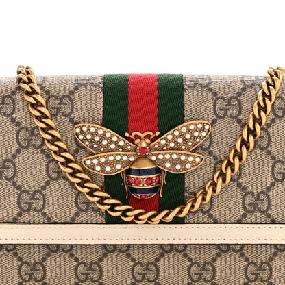 Gucci GG Supreme Monogram Web Queen Margaret Chain Wallet White 7 of 10
