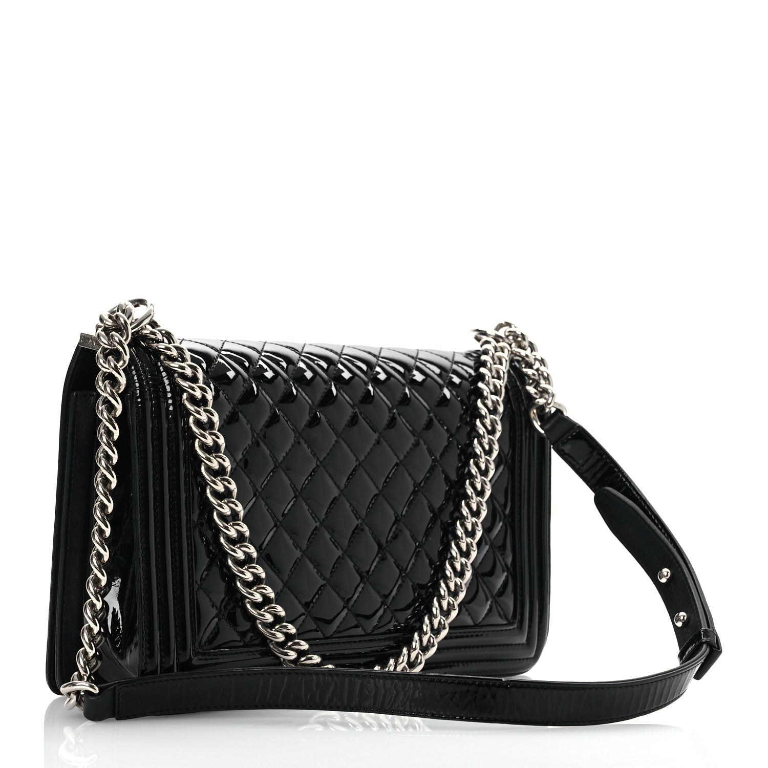 Chanel Patent Calfskin Quilted New Medium Plexiglass Boy Flap Black 2 of 15