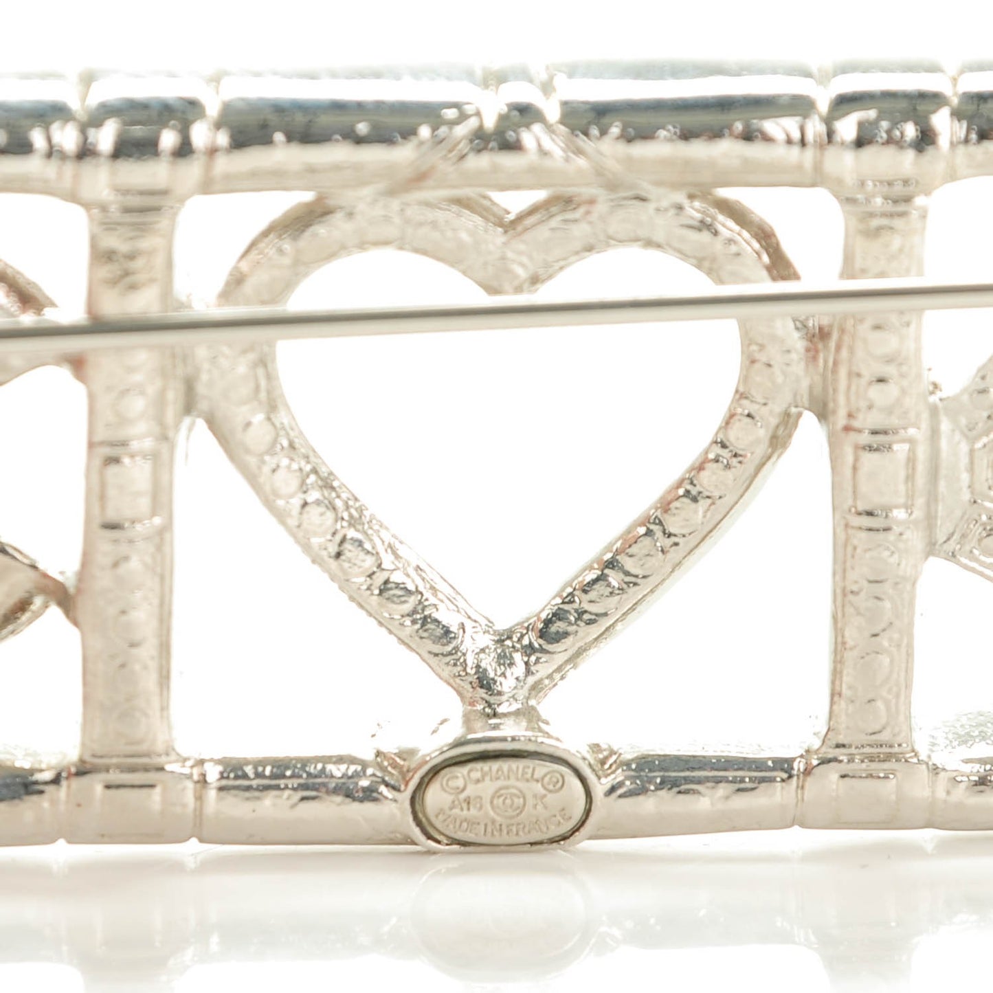 Crystal Eye Heart CC Brooch Silver