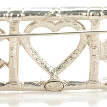 Chanel Crystal Eye Heart CC Brooch Silver 4 of 4