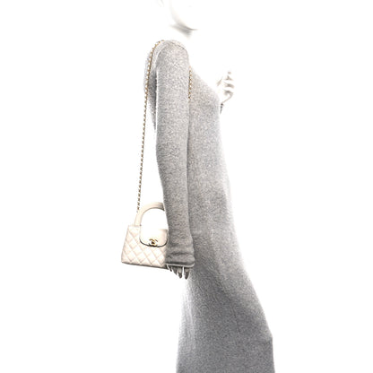Chanel Shiny Aged Calfskin Quilted Nano Kelly Shopper White 2 of 11