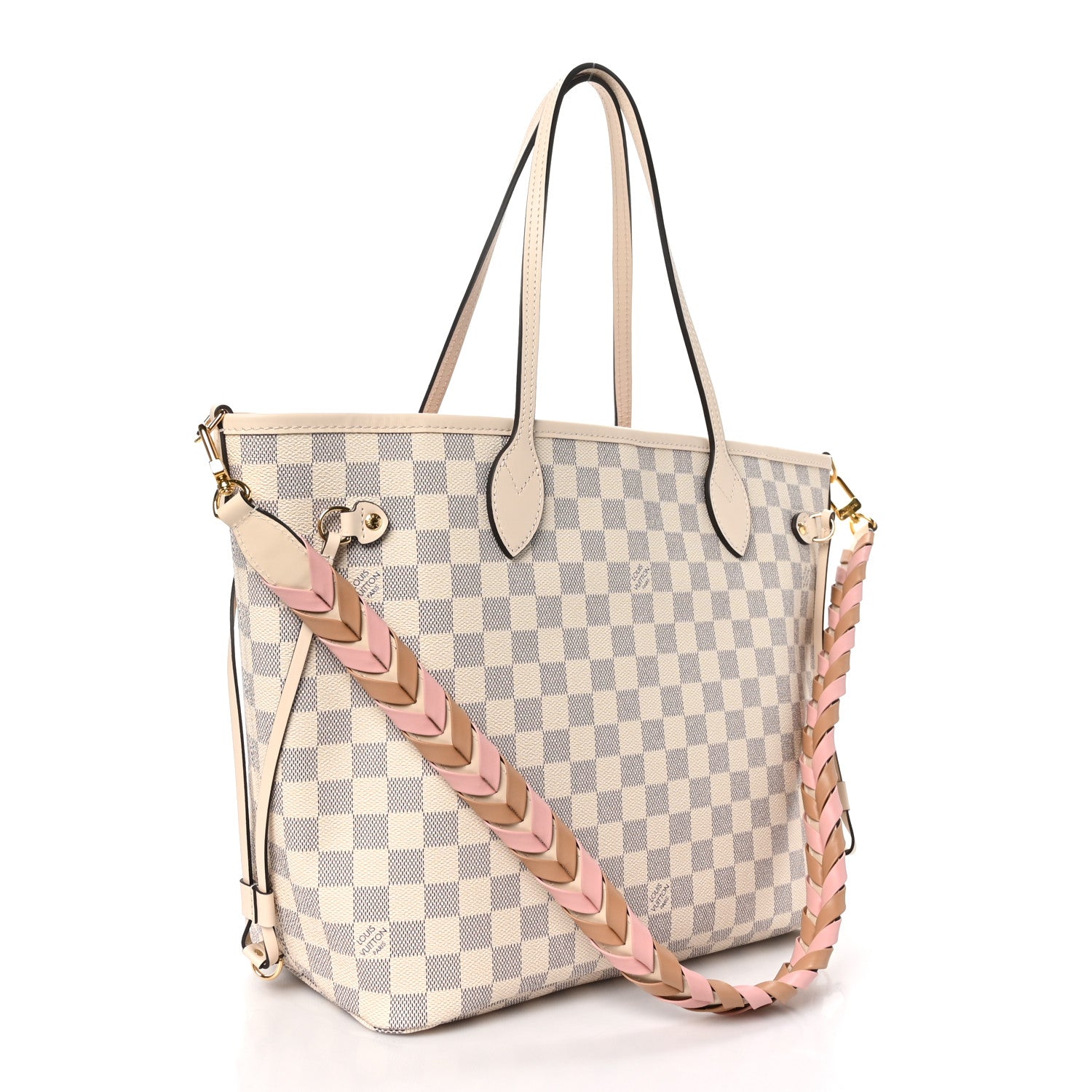 Louis Vuitton Damier Azur Braided Neverfull MM Pink 4 of 10