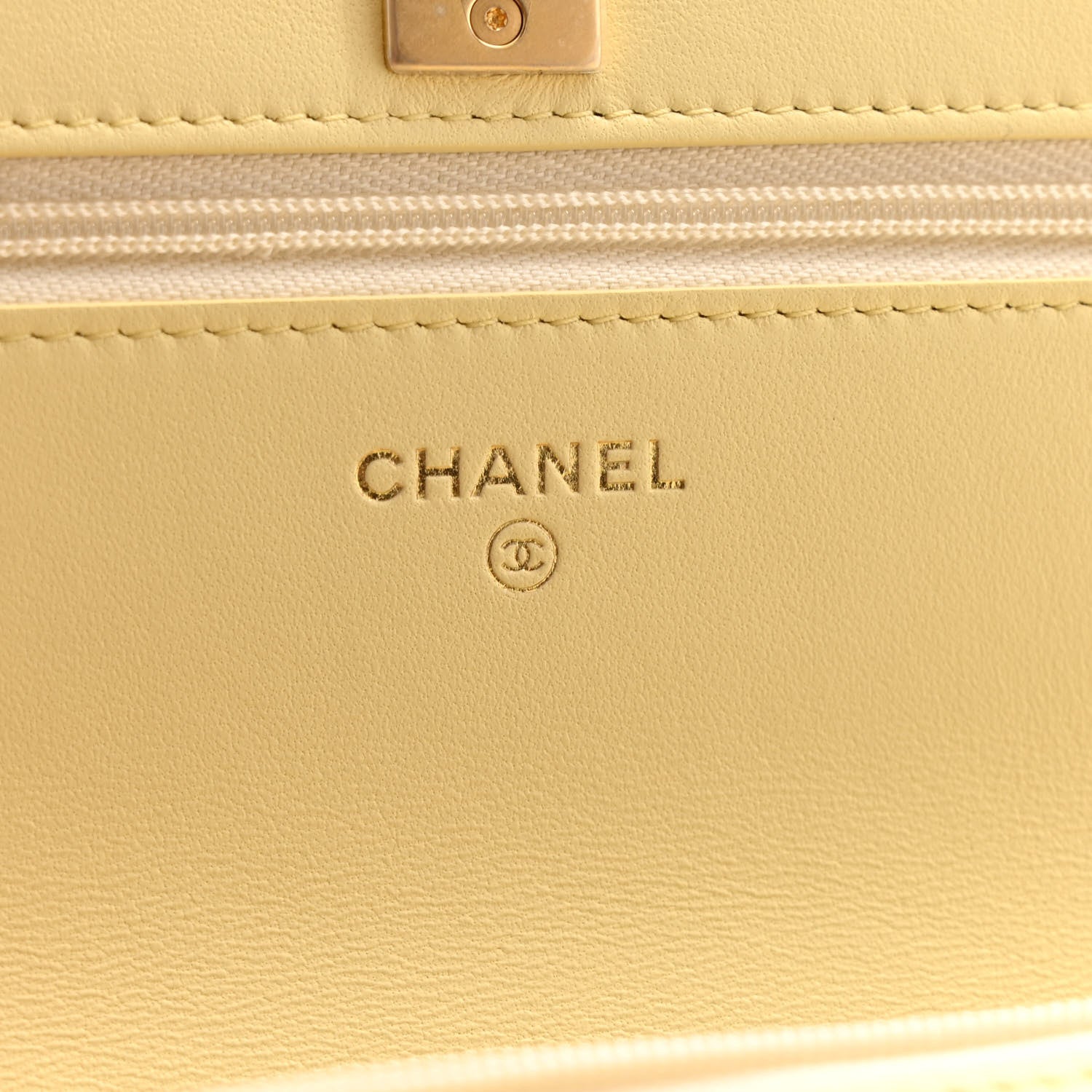 Chanel Lambskin Quilted Sweet Camellia Wallet on Chain WOC Light Yellow 6 of 14