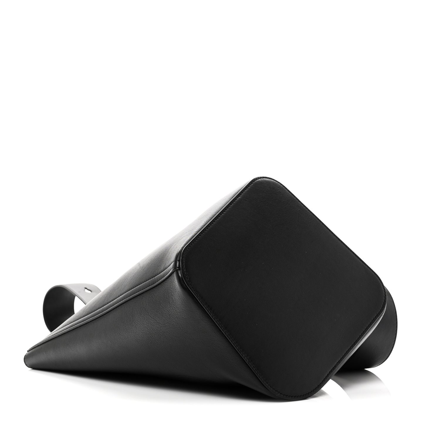 Smooth Calfskin Medium Pebble Bucket Bag Black
