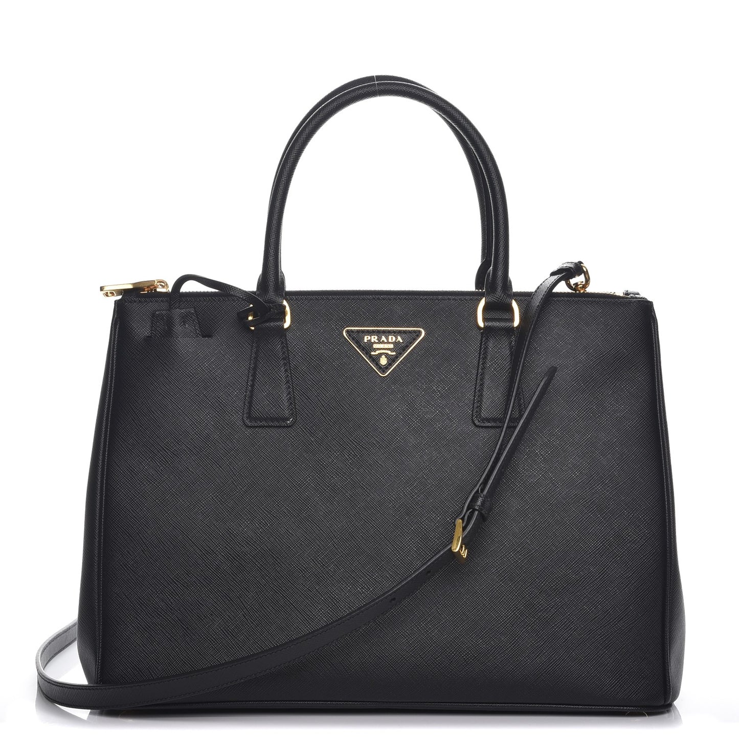 Saffiano Medium Galleria Double Zip Tote Black