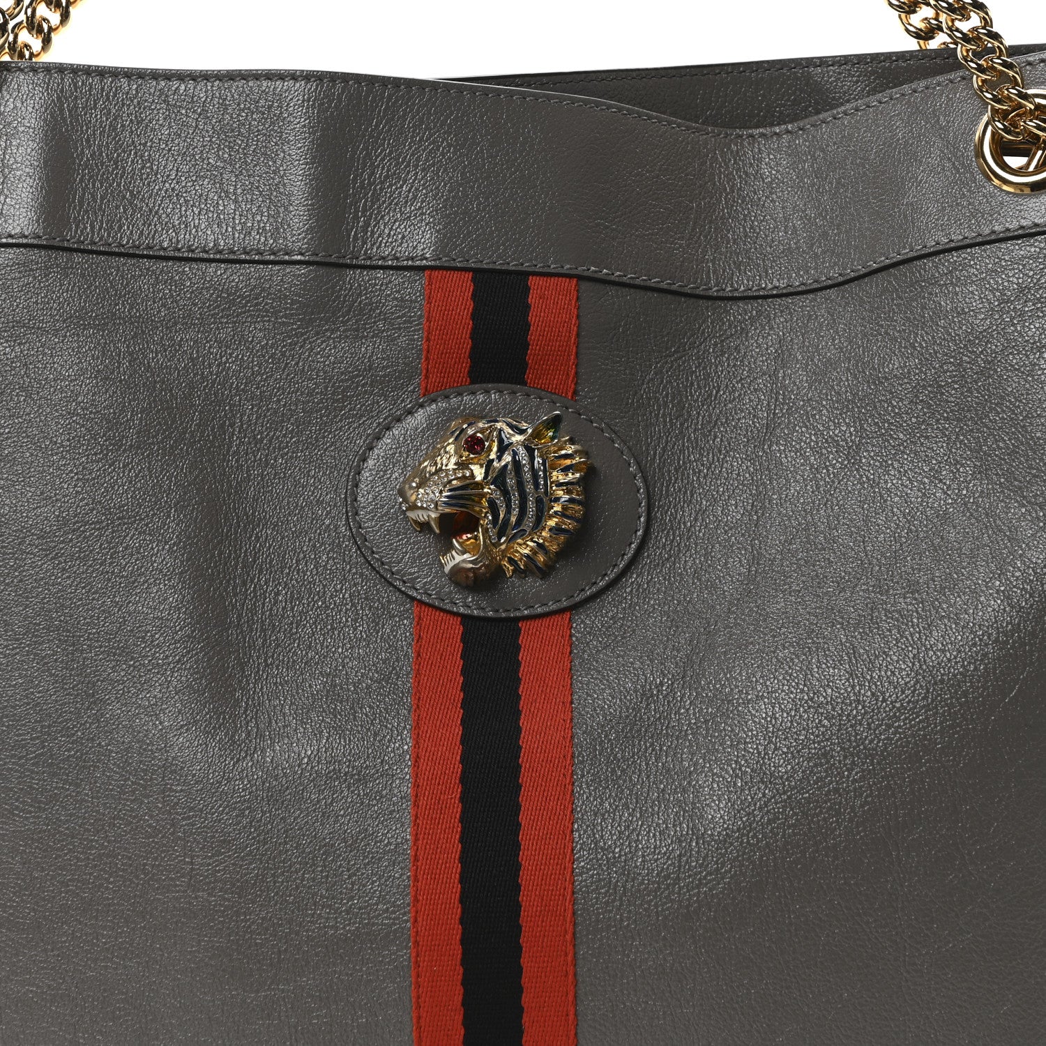 Gucci Calfskin Large Rajah Chain Tote Grey 9 of 11