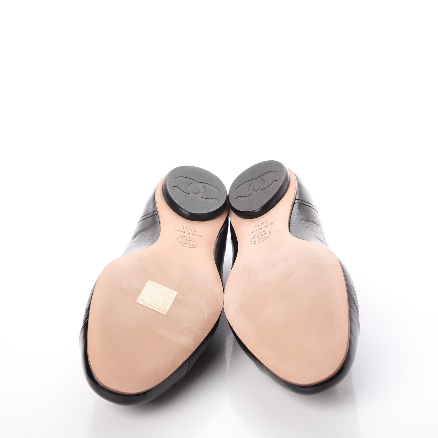 Lambskin Patent Cap Toe Ballerina Flats 38.5 Black