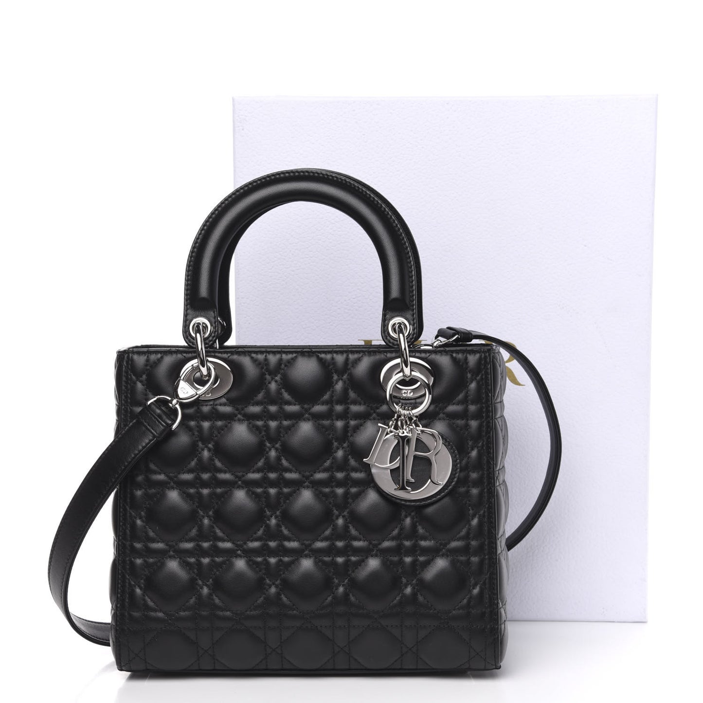 Lambskin Cannage Medium Lady Dior Black