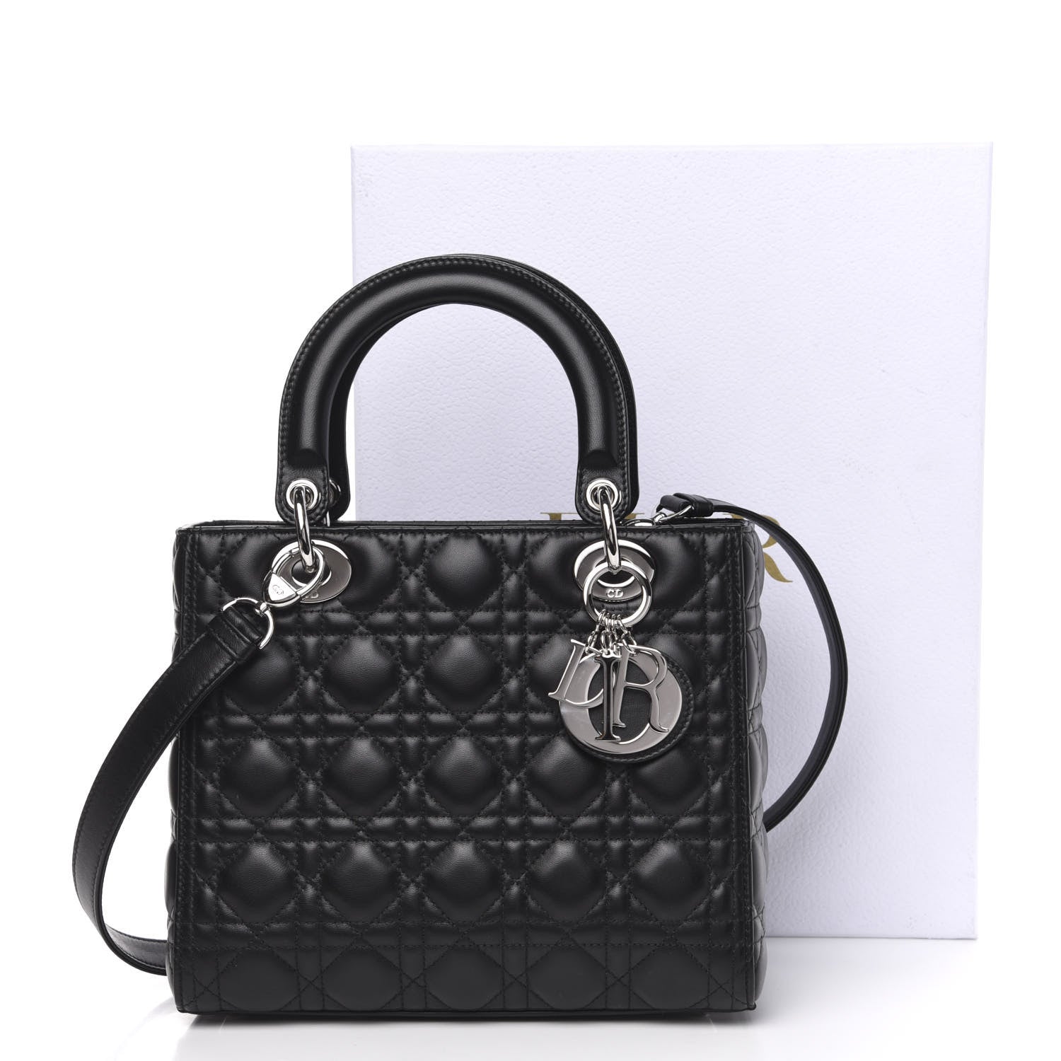 Christian Dior Lambskin Cannage Medium Lady Dior Black 10 of 10