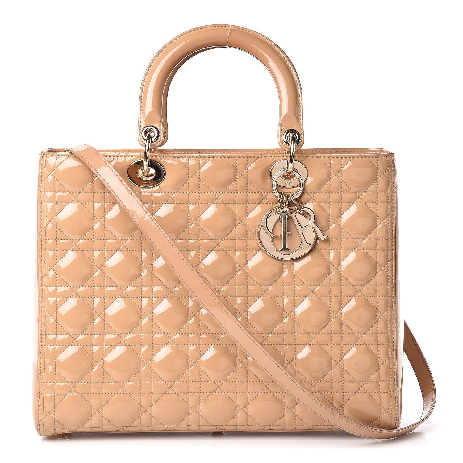 Christian Dior Patent Cannage Large Lady Dior Dark Beige 1 of 16