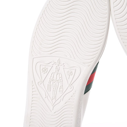 Gucci Calfskin Ayers Web Heart Embroidered Ace Sneakers 38.5 White 7 of 12