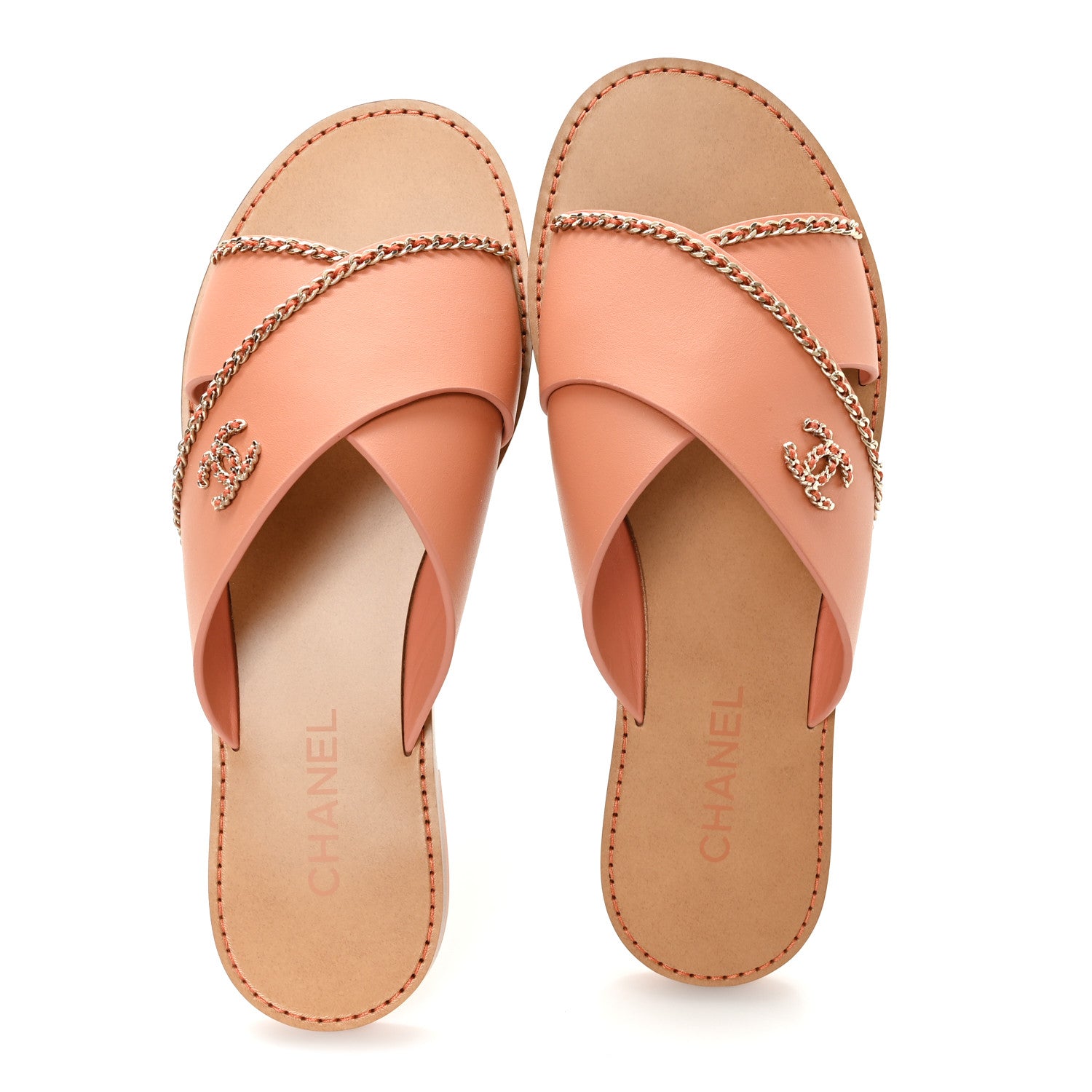 Chanel Calfskin Cruise CC Chain Mules 41 Pink 2 of 9