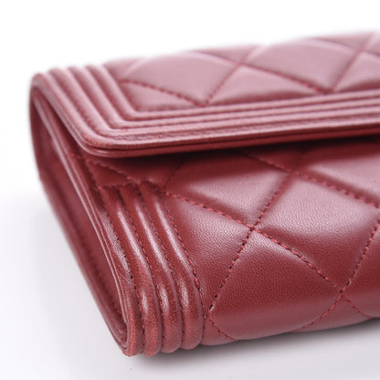 Chanel Lambskin Quilted Boy Flap Wallet Red 11 of 11