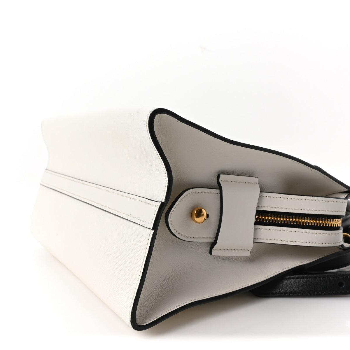 Prada Saffiano City Calfskin Medium Esplanade White Black 10 of 10