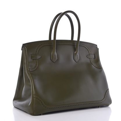 Hermes Tadelakt Ghillies Birkin 35 Olive 3 of 10