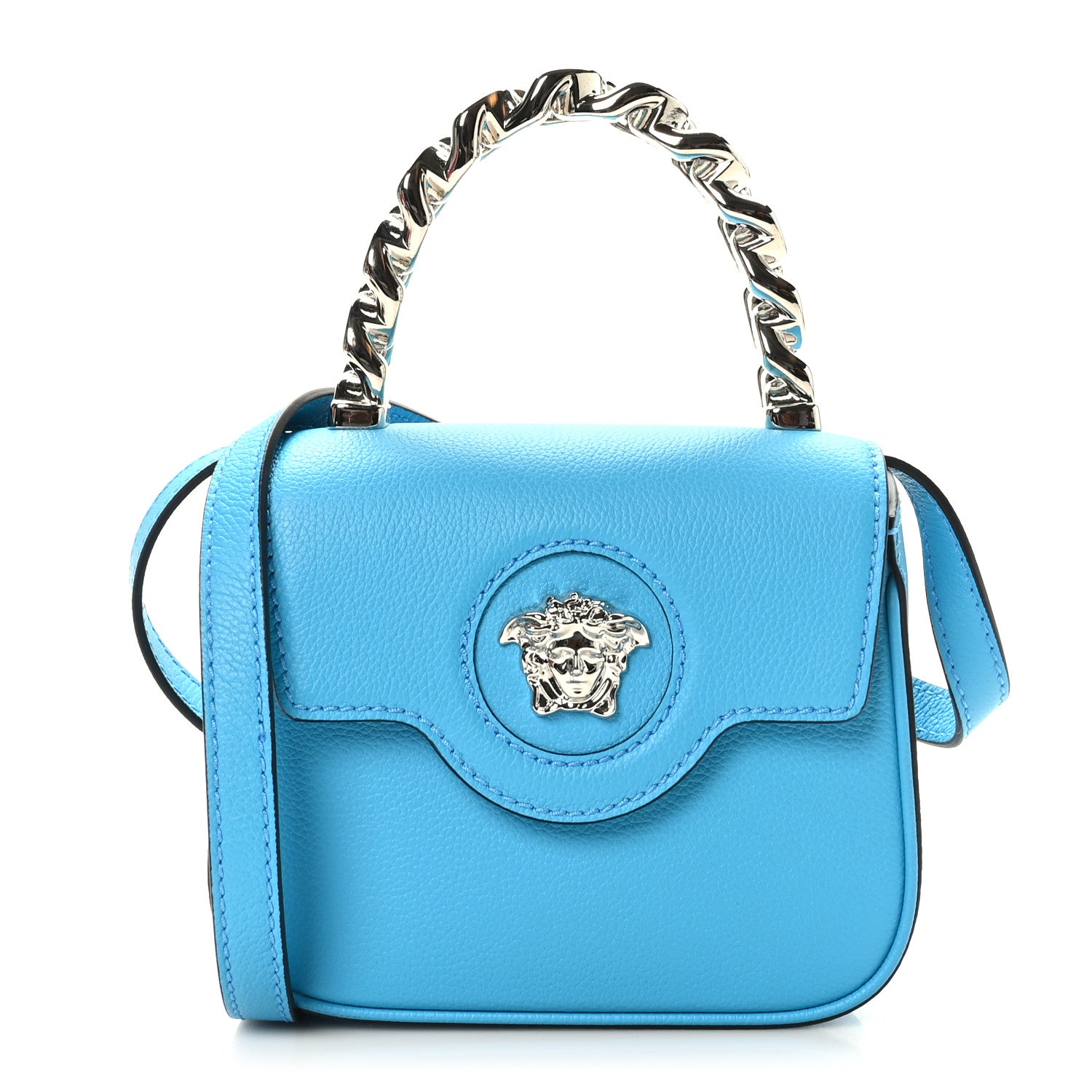 Versace Grained Calfskin Mini La Medusa Bag Turquoise 1 of 8