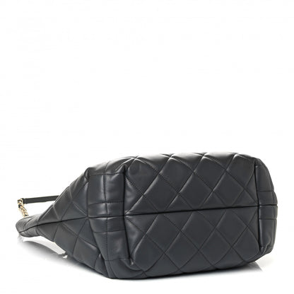 Chanel Lambskin Quilted CC Dweller Drawstring Tote Grey 3 of 4