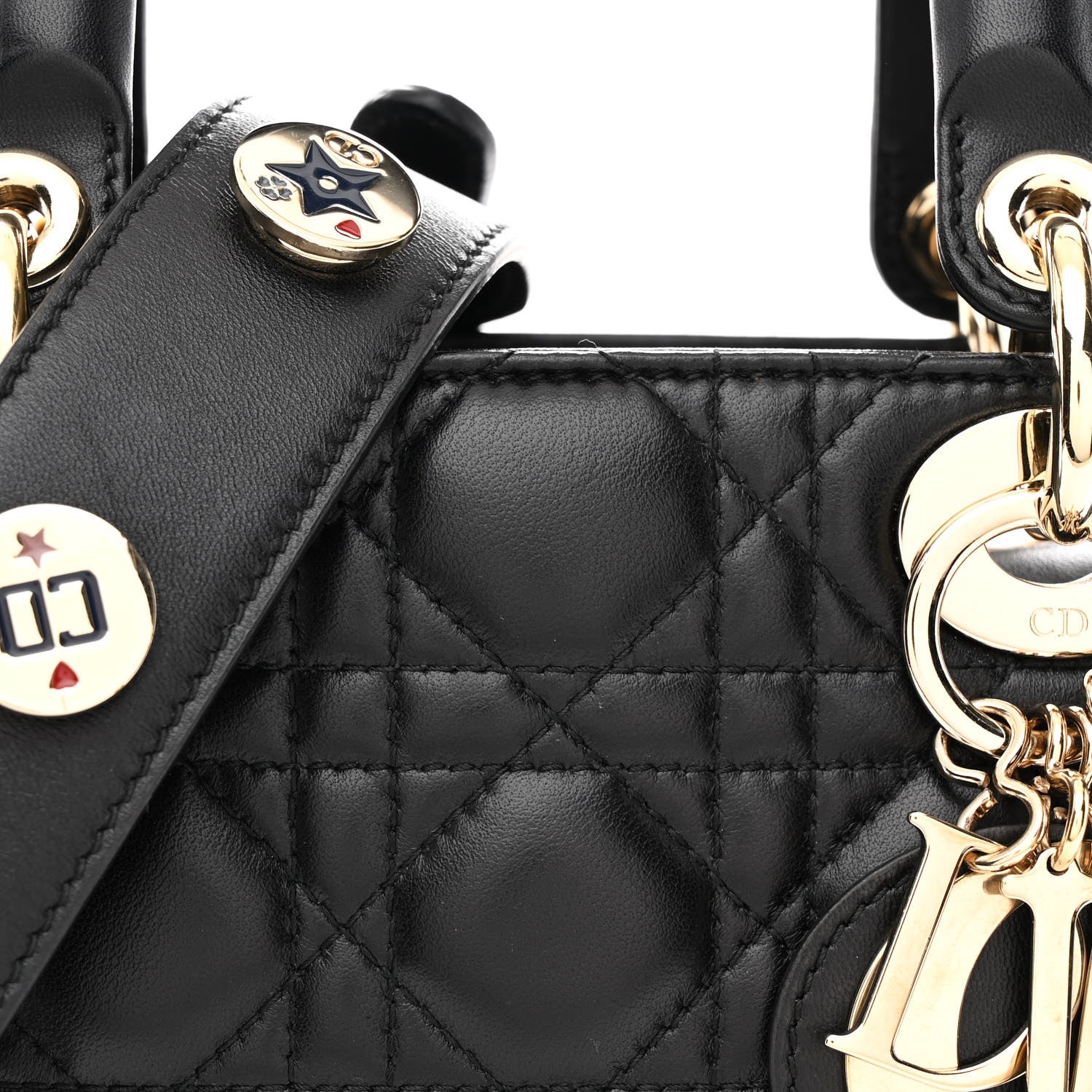 Christian Dior Lambskin Cannage Small Lucky Badges My Lady Dior Black 8 of 11