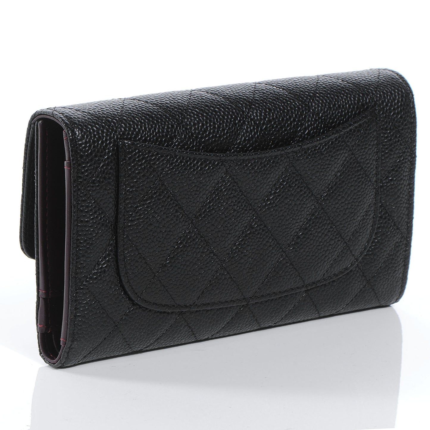 Caviar Quilted Large Flap Wallet Black