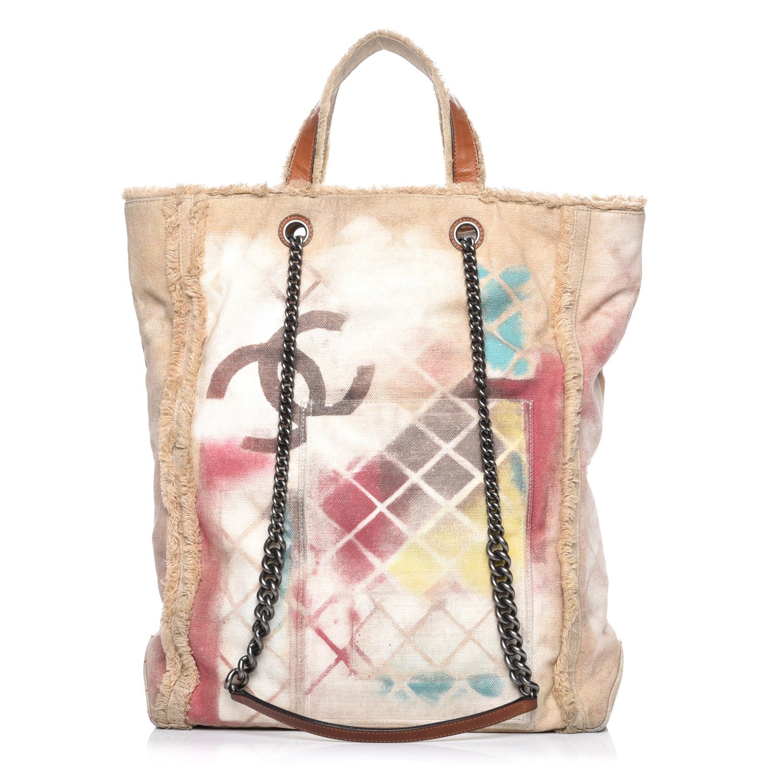 Chanel Canvas Large Graffiti Tote Beige 1 of 9