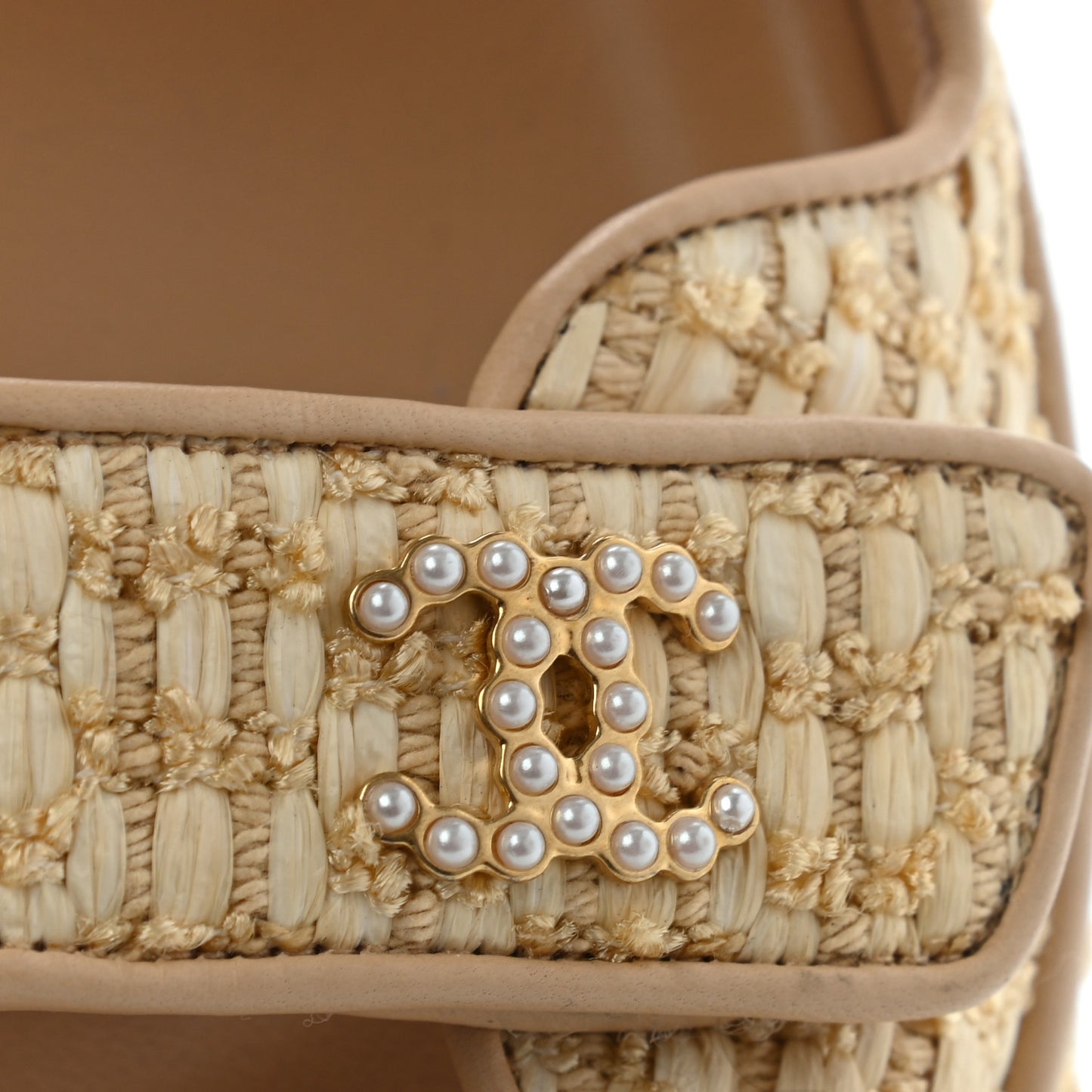 Braided Fabric Velcro Dad Sandals 38.5 Beige