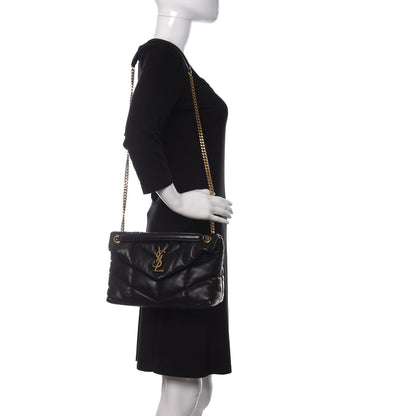 Saint Laurent Lambskin Quilted Small Loulou Puffer Monogram Chain Satchel Black 2 of 11
