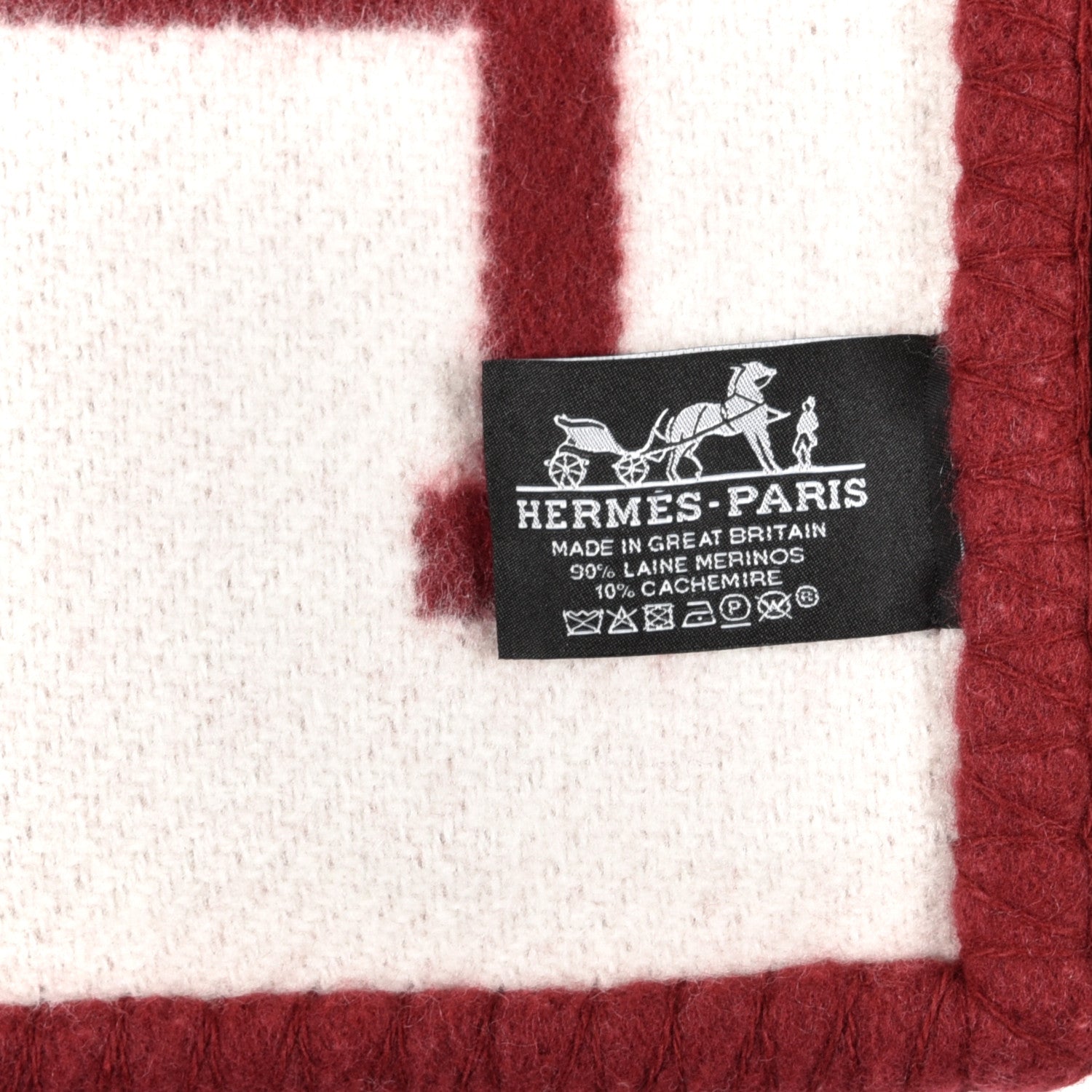 Hermes Wool Cashmere Avalon III Blanket Ecru Rouge H 3 of 3
