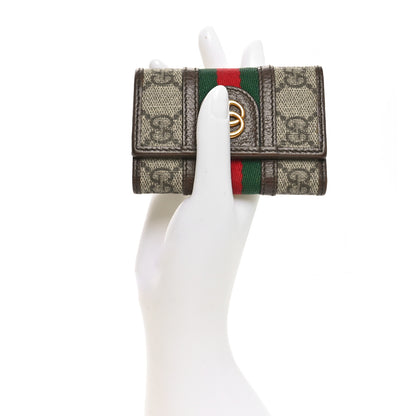 Gucci GG Supreme Monogram Web Ophidia 6 Key Holder Case Beige New Acero 2 of 8