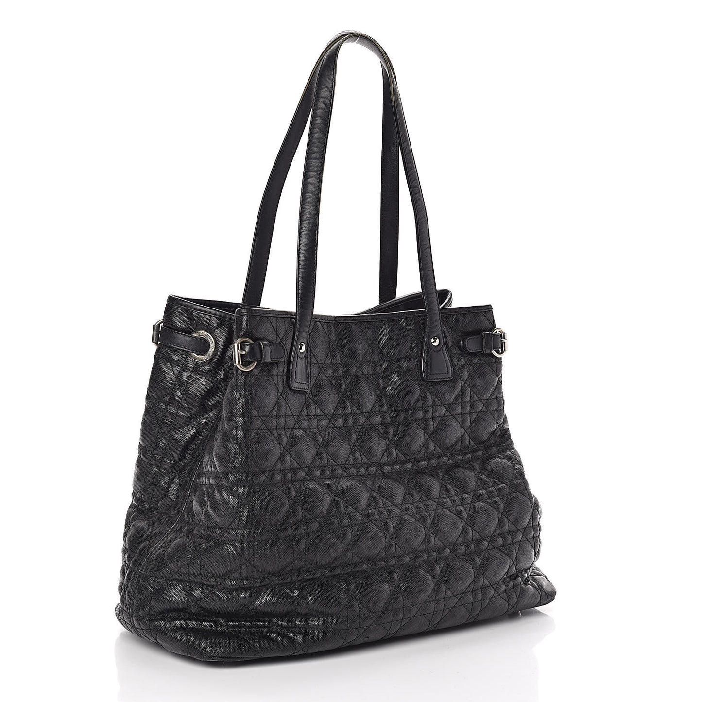 Coated Canvas Cannage Medium Panarea Tote Black
