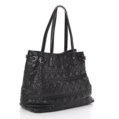 Christian Dior Coated Canvas Cannage Medium Panarea Tote Black 3 of 19