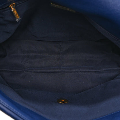 Chanel Goatskin Quilted Maxi Chanel 19 Flap Navy Blue 5 of 10