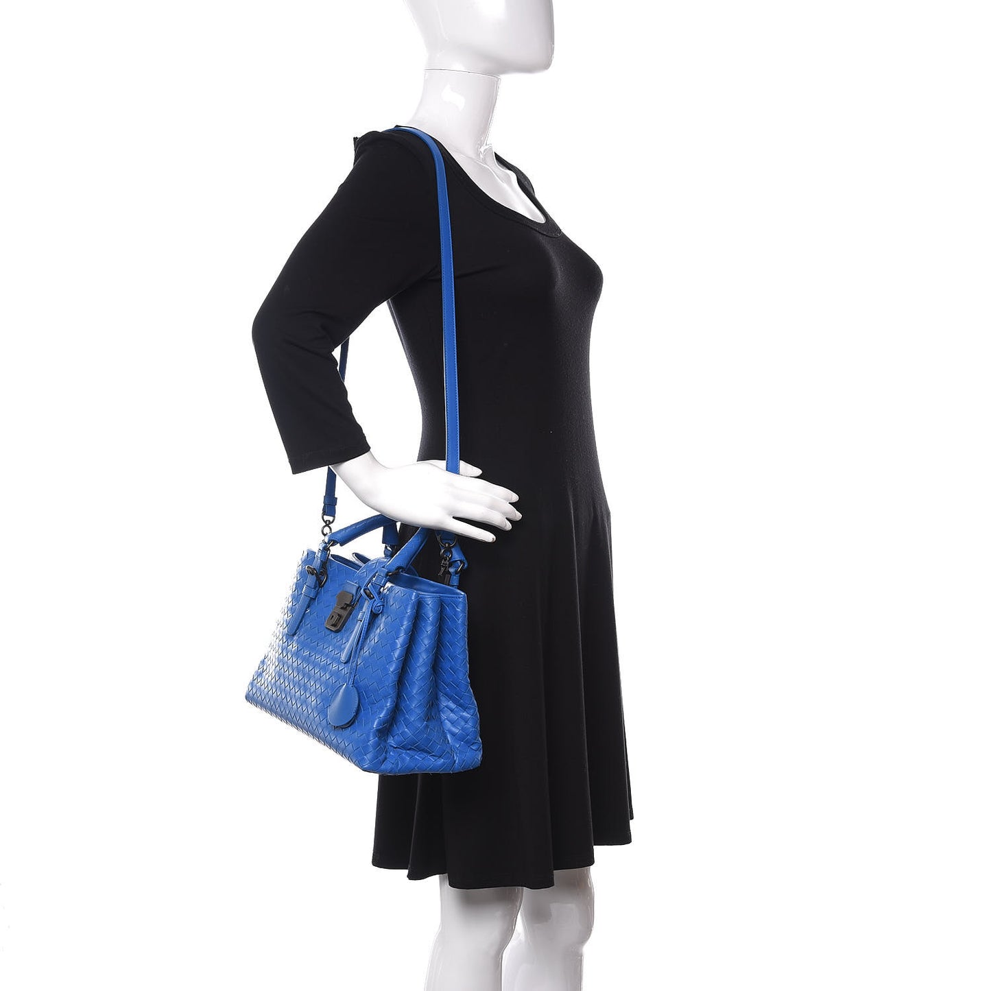 Calfskin Leggero Intrecciato Small Roma Bluette